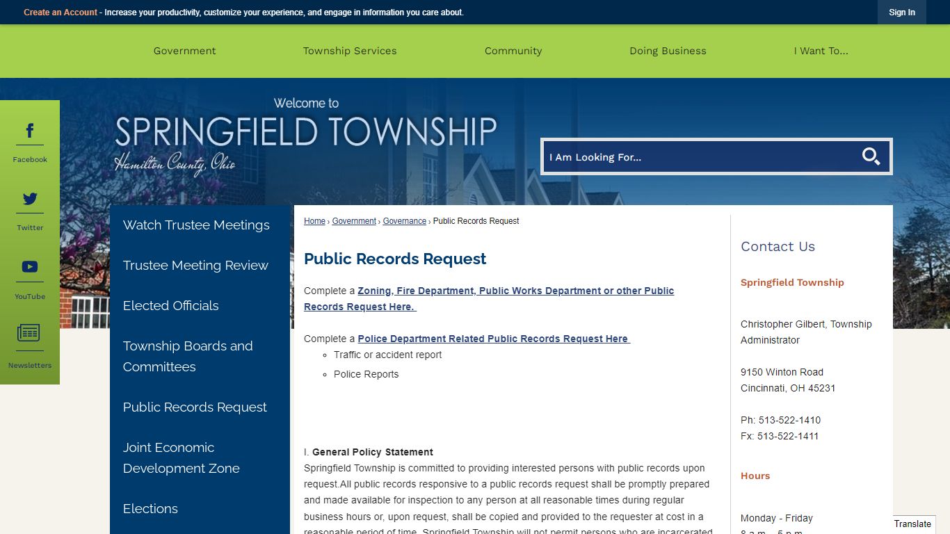 Public Records Request | Springfield Township, OH - Official Website