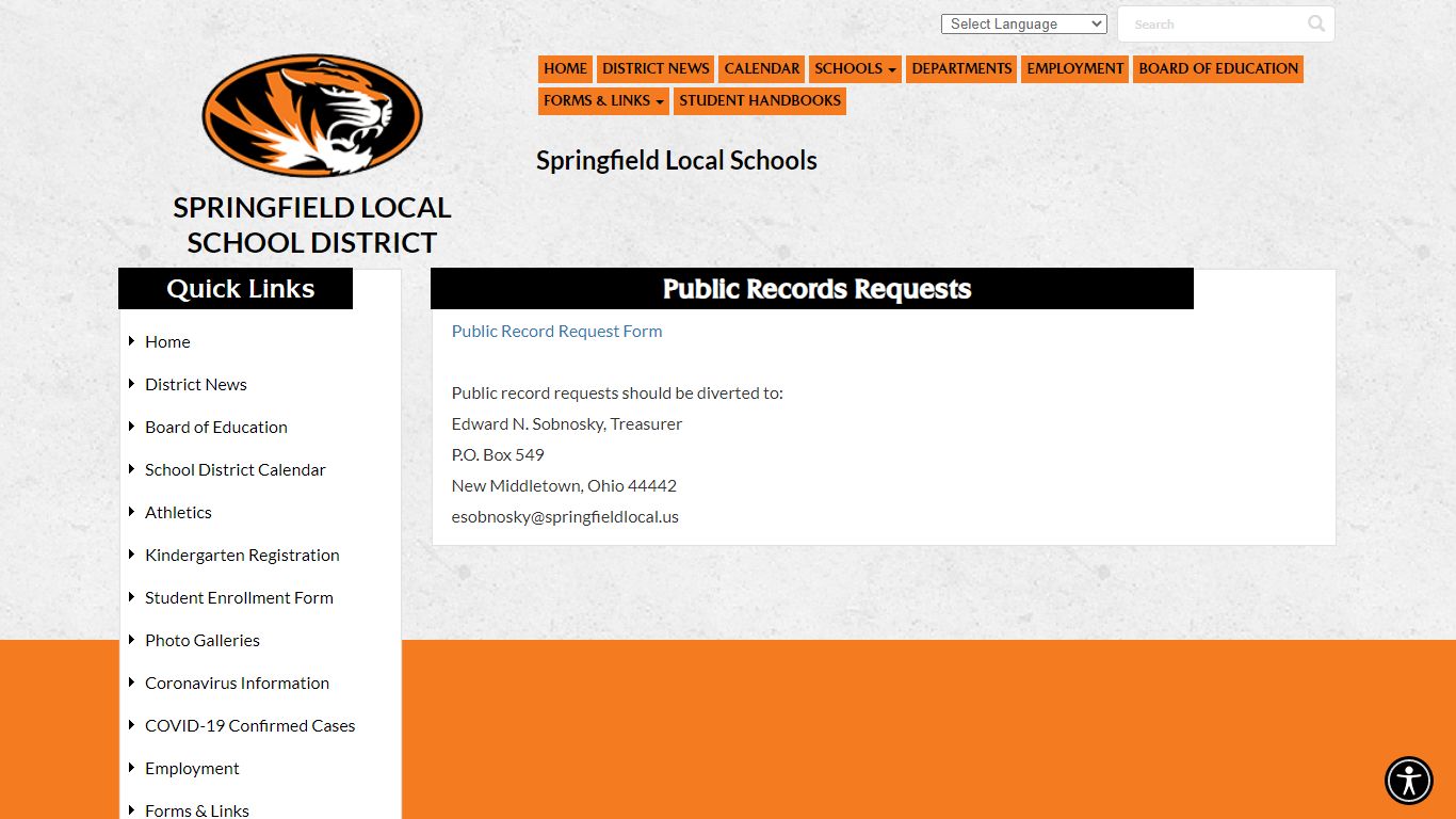 Public Records Requests - Springfield Local School District